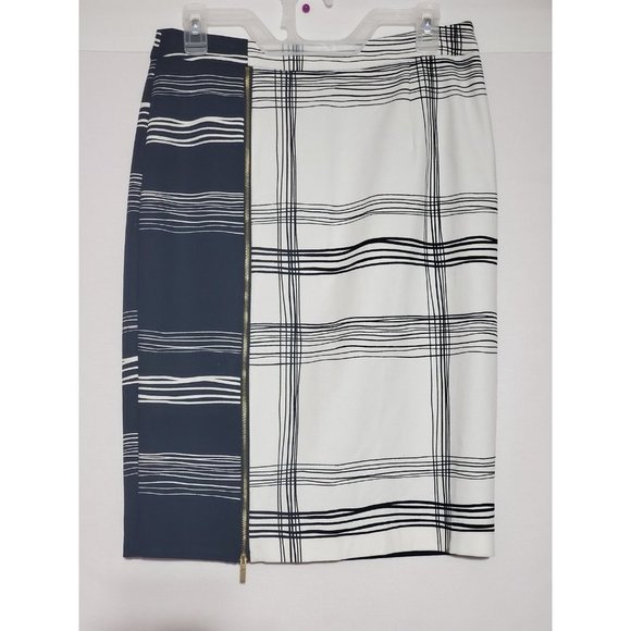 WORTHINGTON Black White ColorBlock Skirt Pencil Above Knee Striped - Picture 3 of 9